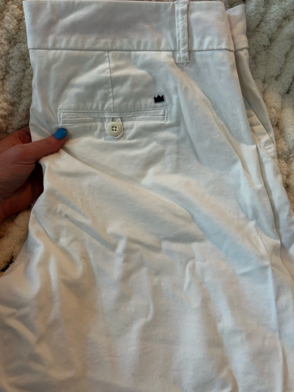 crown & ivy White Women's Chino Bermuda Shorts with Pink Waistband Lining - Picture 4 of 4